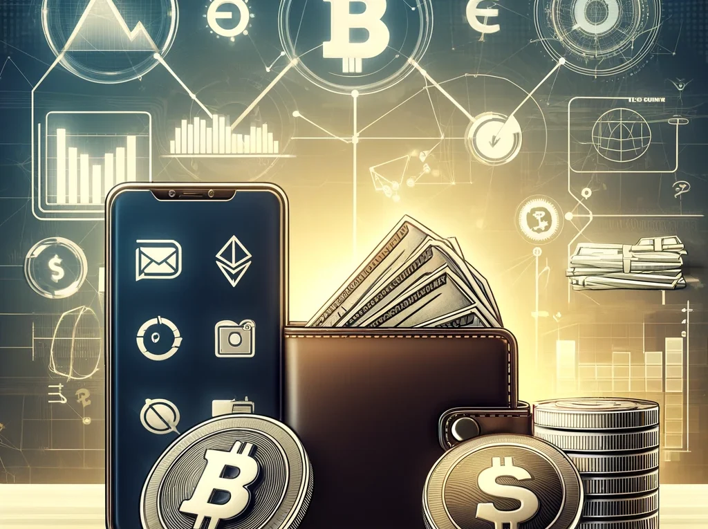 An image showcasing the concept of earning with USDC (USD Coin), a stablecoin pegged to the U.S. dollar, in a modern digital finance setting. Include