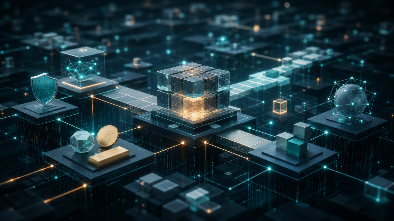 Abstract modular blockchain image for a future trends article.